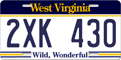WV license plate 2XK430