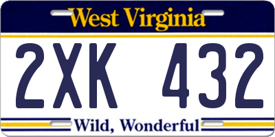 WV license plate 2XK432