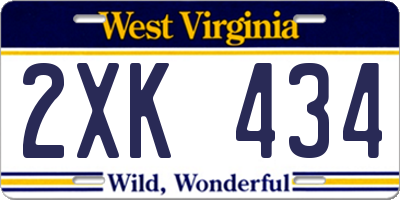WV license plate 2XK434