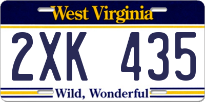 WV license plate 2XK435