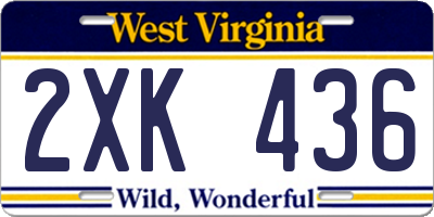 WV license plate 2XK436
