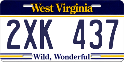 WV license plate 2XK437