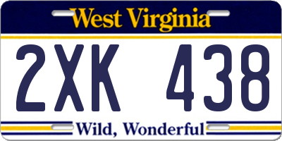 WV license plate 2XK438