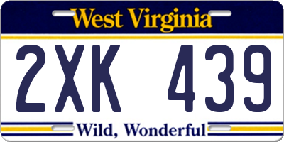 WV license plate 2XK439