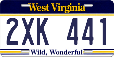 WV license plate 2XK441