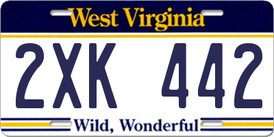 WV license plate 2XK442