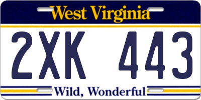 WV license plate 2XK443