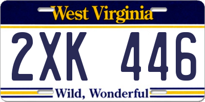 WV license plate 2XK446