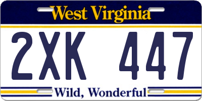WV license plate 2XK447