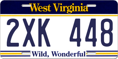 WV license plate 2XK448