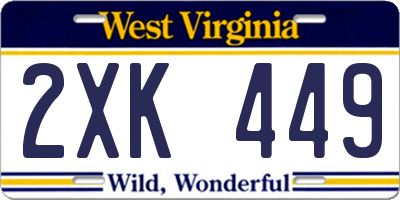 WV license plate 2XK449