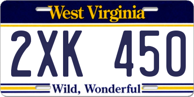 WV license plate 2XK450
