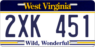 WV license plate 2XK451