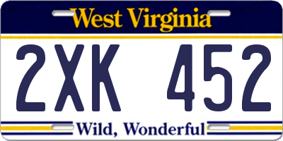 WV license plate 2XK452
