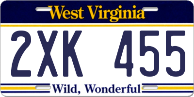 WV license plate 2XK455