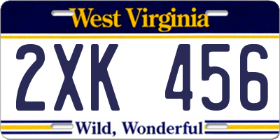 WV license plate 2XK456