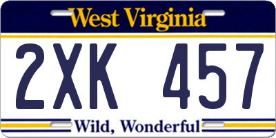 WV license plate 2XK457