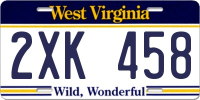WV license plate 2XK458