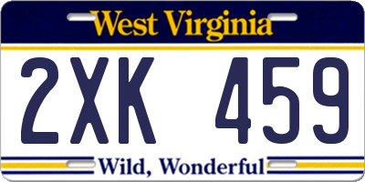 WV license plate 2XK459