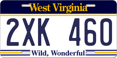 WV license plate 2XK460