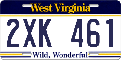 WV license plate 2XK461