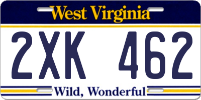 WV license plate 2XK462