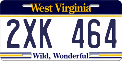 WV license plate 2XK464