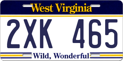 WV license plate 2XK465
