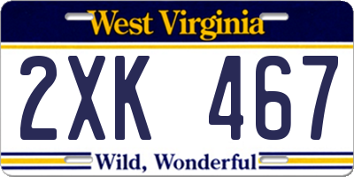 WV license plate 2XK467
