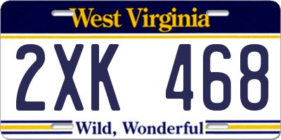 WV license plate 2XK468