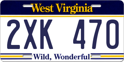 WV license plate 2XK470