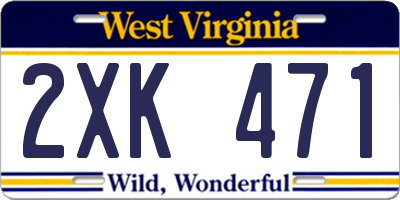 WV license plate 2XK471