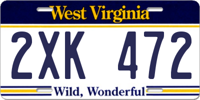 WV license plate 2XK472