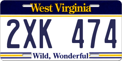 WV license plate 2XK474