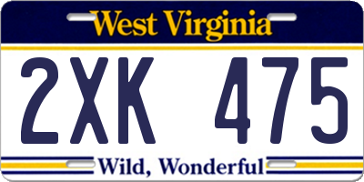 WV license plate 2XK475