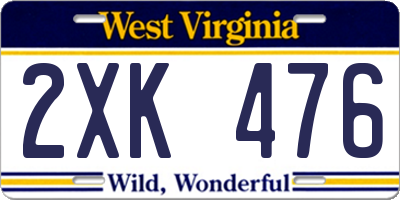 WV license plate 2XK476