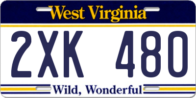 WV license plate 2XK480