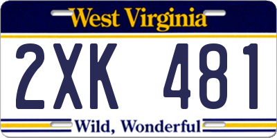 WV license plate 2XK481