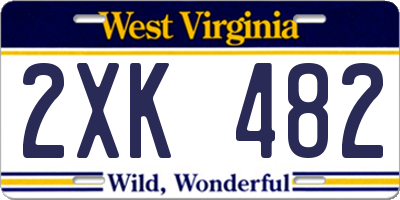 WV license plate 2XK482