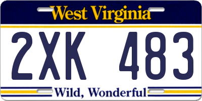 WV license plate 2XK483