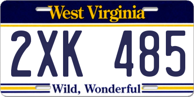 WV license plate 2XK485