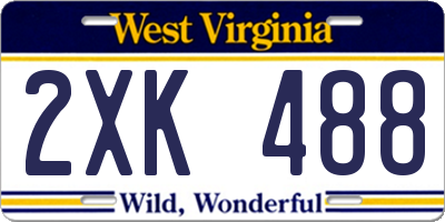WV license plate 2XK488