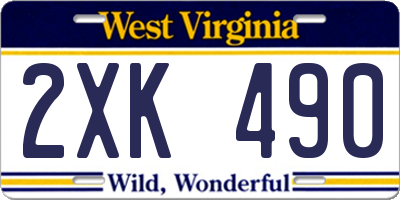 WV license plate 2XK490