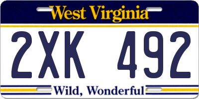 WV license plate 2XK492