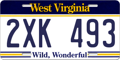 WV license plate 2XK493