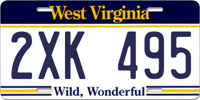 WV license plate 2XK495