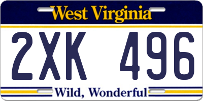 WV license plate 2XK496