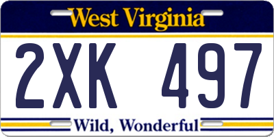 WV license plate 2XK497