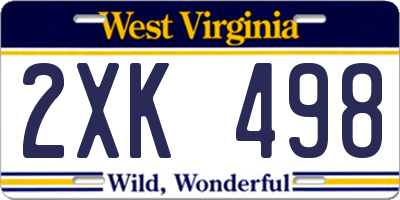 WV license plate 2XK498