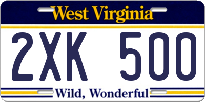 WV license plate 2XK500